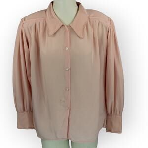 Baldanza Idée Force (S) 100% Silk Blouse Light Pink ShoulderPads 80s